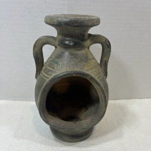 7" Tall Pottery Tabletop Urn Incense Burner Tea Candle Holder Etched Dragons